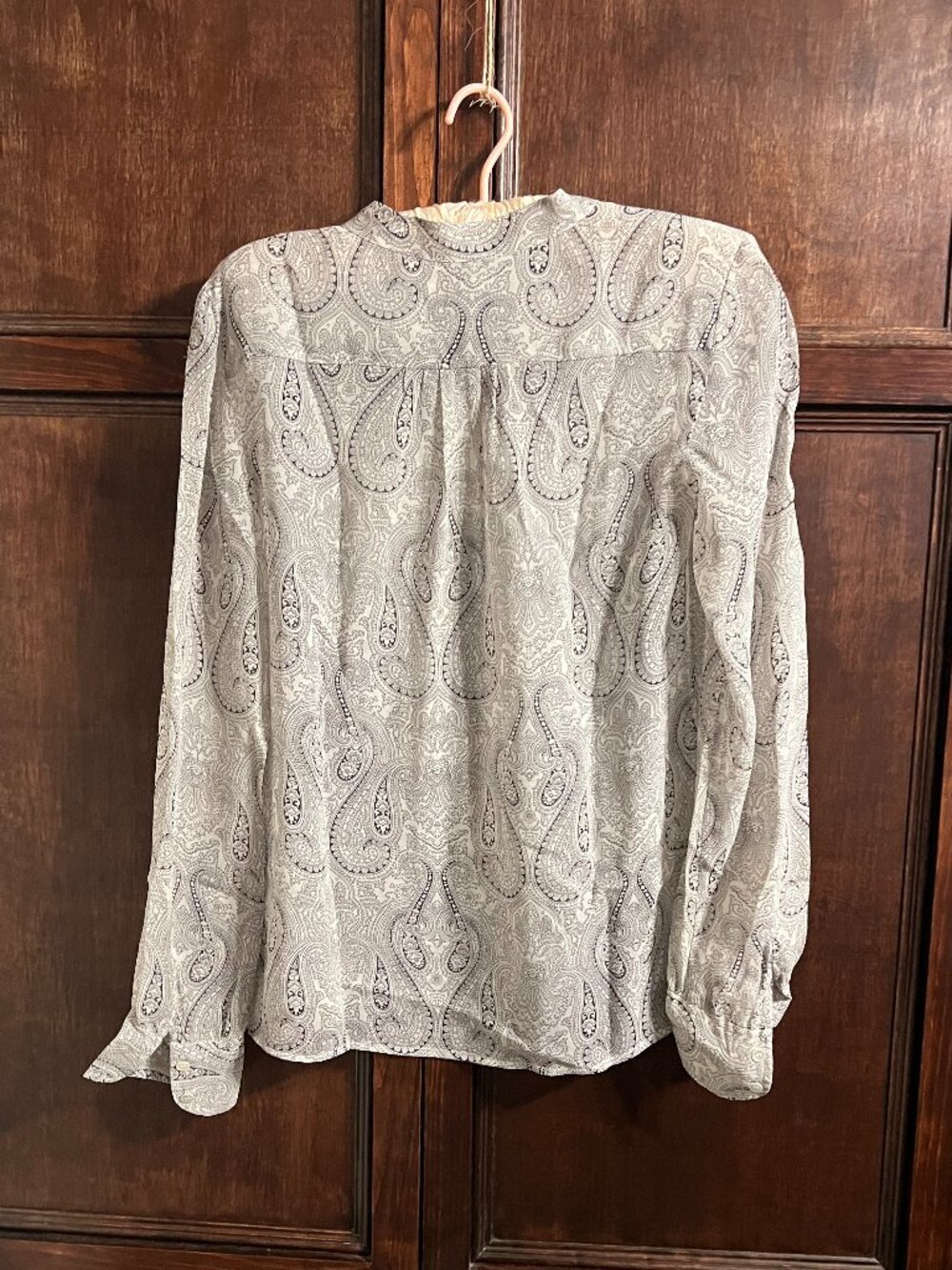 J CREW RAW EDGE RUFFLED TUXEUDO 100% SILK BLOUSE BUTTON DOWN - Picture 2 of 8